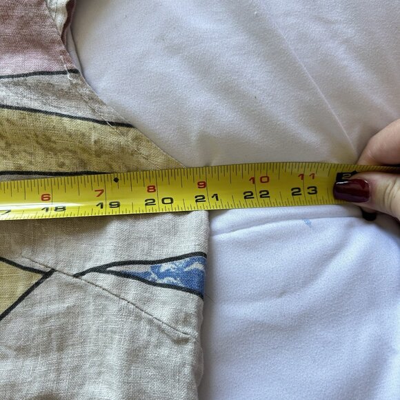 Vintage 90s Y2K Realize Womens Size XXL Linen Blend Waves Abstract Pockets Beach - Picture 4 of 6